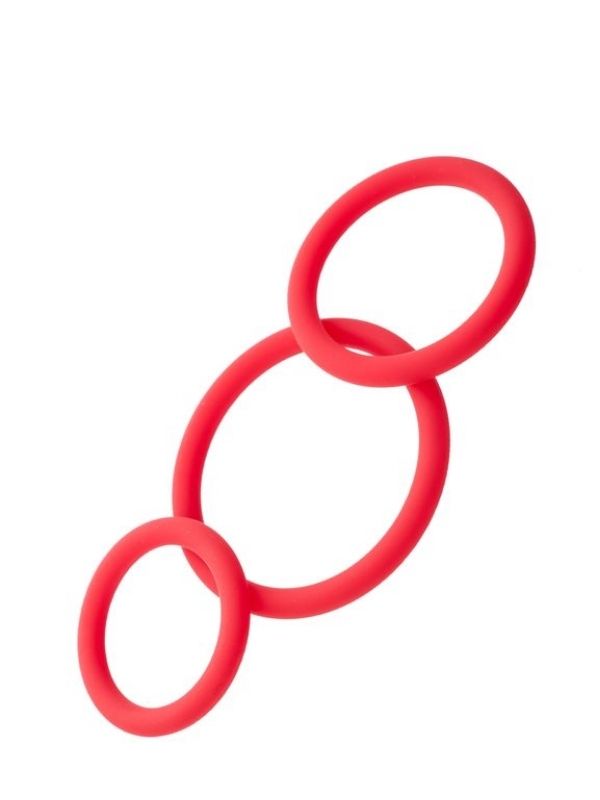 Censan Black &amp; Red Penis Halkası Seti Silikon Kırmızı Ø6/5/4 cm