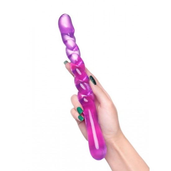 Censan Çift taraflı Jel Dildo Tanza, TPE, mor, 27,5 cm