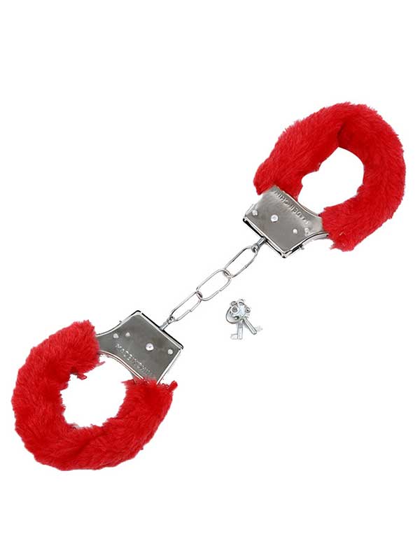 Censan Fetiş Fantezi Kırmızı Peluşlu Metal Kelepçe