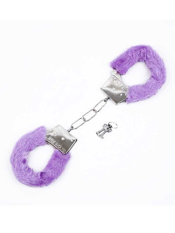 Censan Fetiş Fantezi Mor Peluşlu Metal Kelepçe