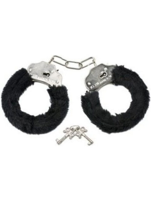 Censan Fetiş Fantezi Siyah Peluşlu Metal Kelepçe