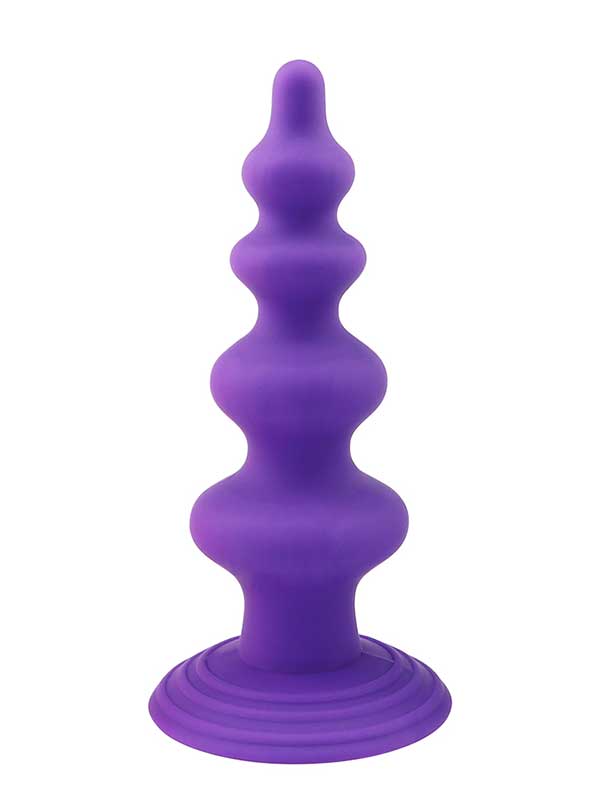 Censan Vantuzlu Boğumlu Silikon Anal Plug Mor
