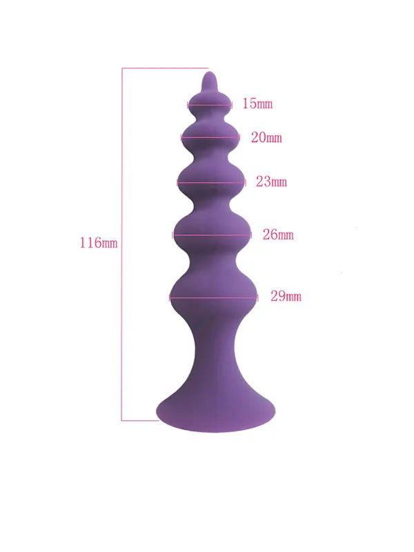 Censan Vantuzlu Boğumlu Silikon Anal Plug Mor