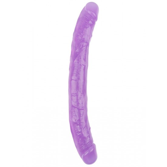 Hi-Rubber Şeffaf Jel Çift Taraflı Dildo - 32.5cm Mor