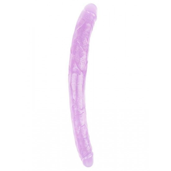 Hi-Rubber Şeffaf Jel Çift Taraflı Dildo - 45cm Mor